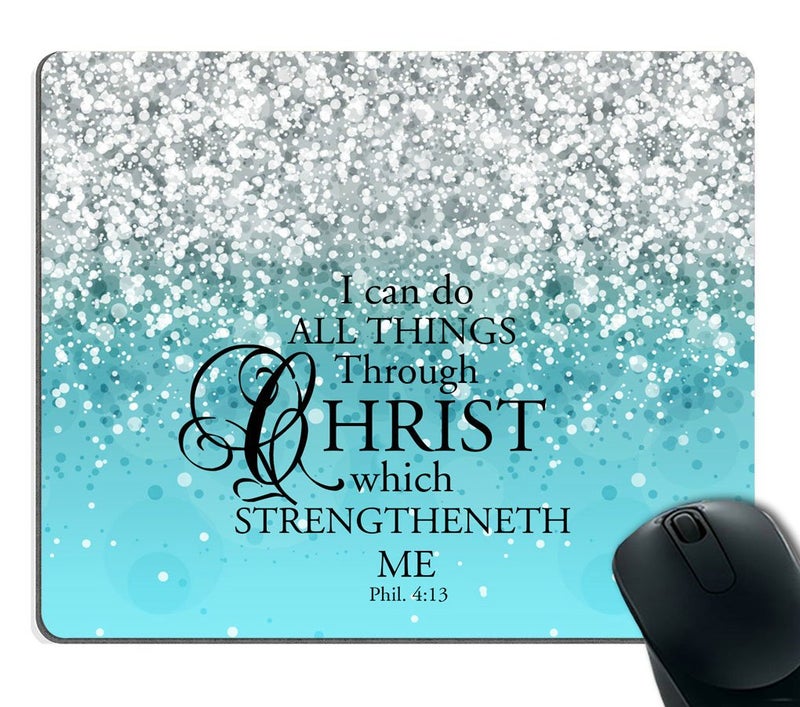 Smooffly Custom Bible Verse Blue Sparkles Glitter Pattern Design Mouse Pad - Image 1